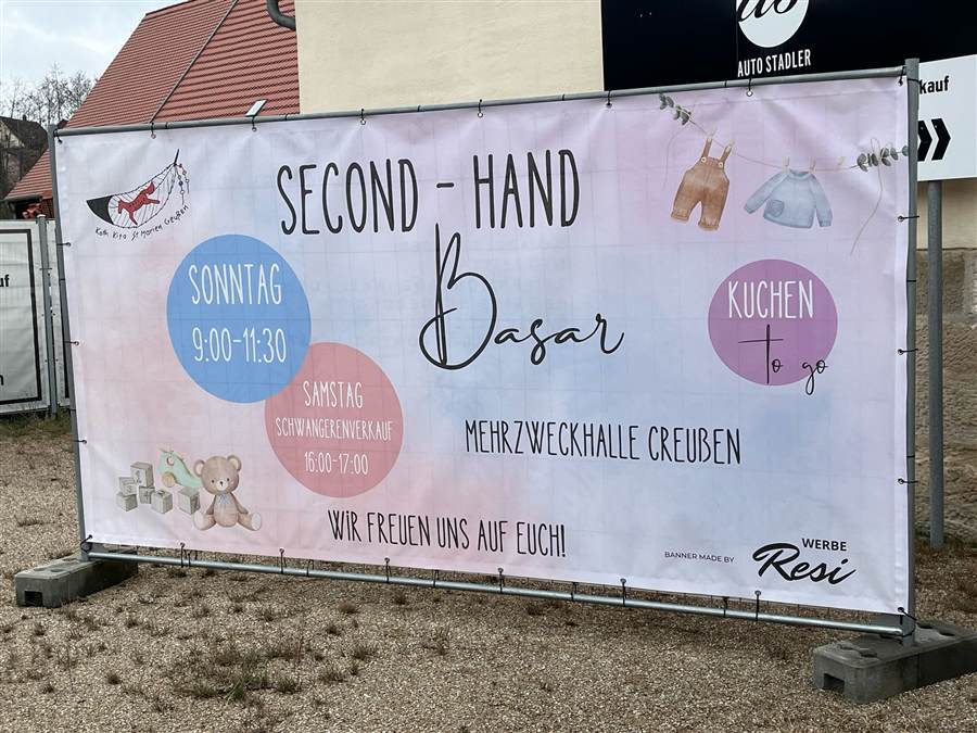 Banner für den Basar der Kita St. Marien