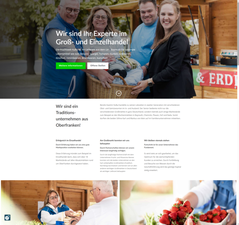 Website eines Saisonbetriebs